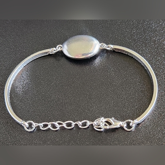 Silver Bracelet with Black Stone Adjustable - Picture 3 of 5